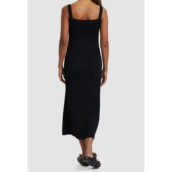 82. THEORY $395 Knit Black Ottoman Ribbed Midi Tank Dress Size M - Picture 6 of 8